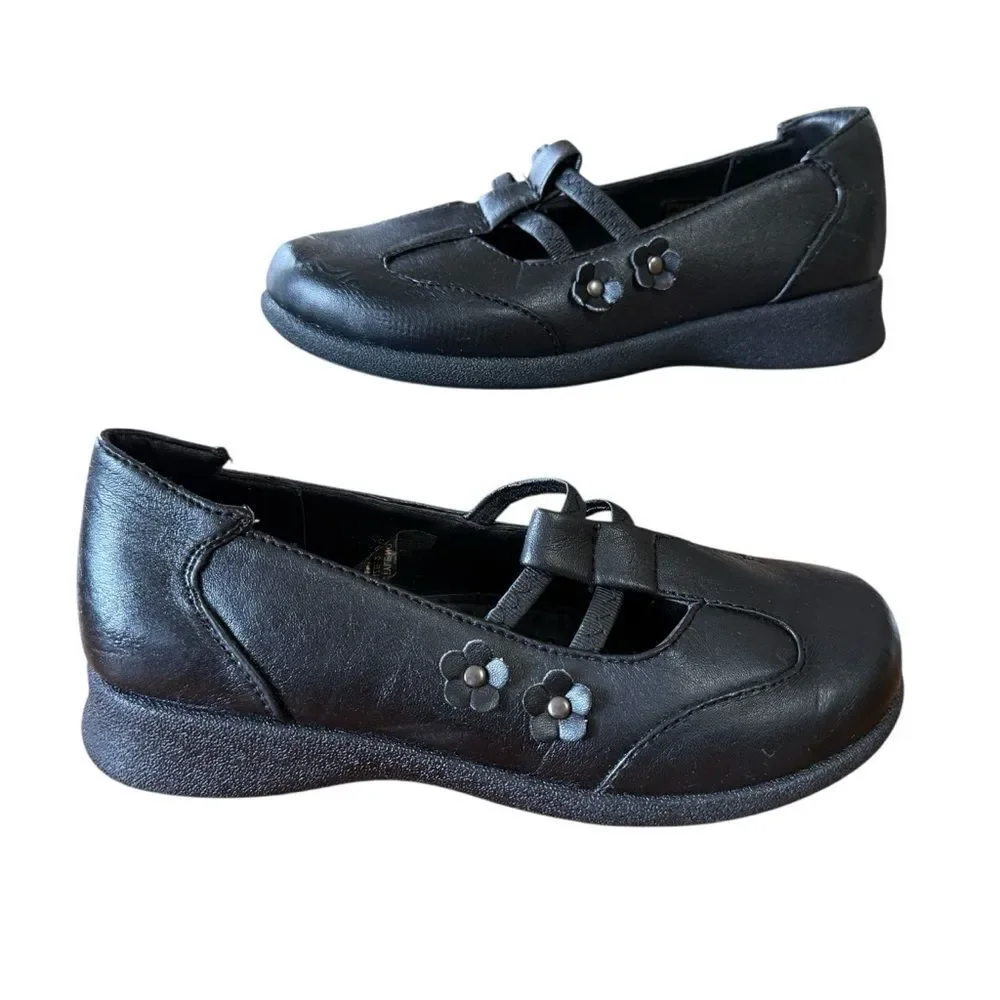 Petalia Girl’s Black Sienna Mary Jane Style Slip On Shoes Size 2